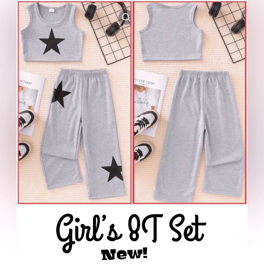 Girls new unworn grey star outfit  sz. 8Y